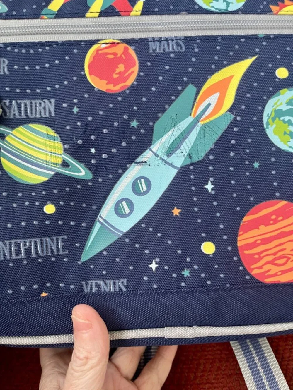 Pottery Barn Kids Cold Pack Lunch Box Planets Solar System Rockets Space Navy